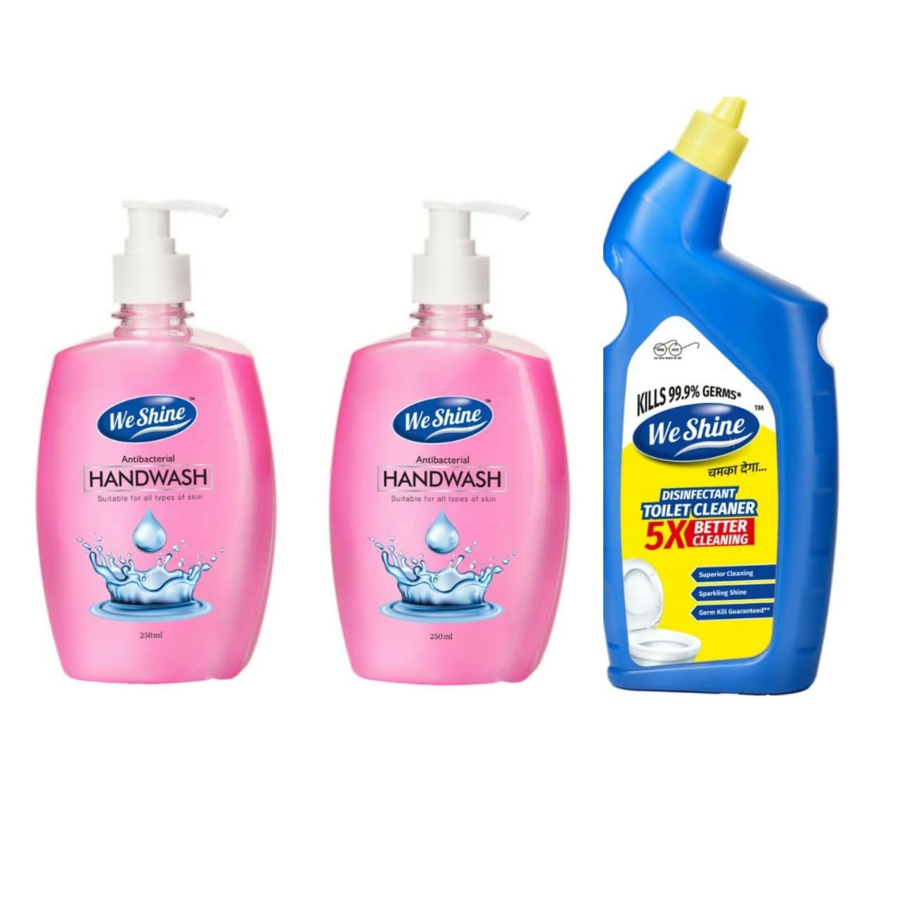 We Shine Combo Pack Handwash and Toilet Cleaner | Kills 99.99% Germs and bacteria with refreshing Fragnance -(250+250+500ML)