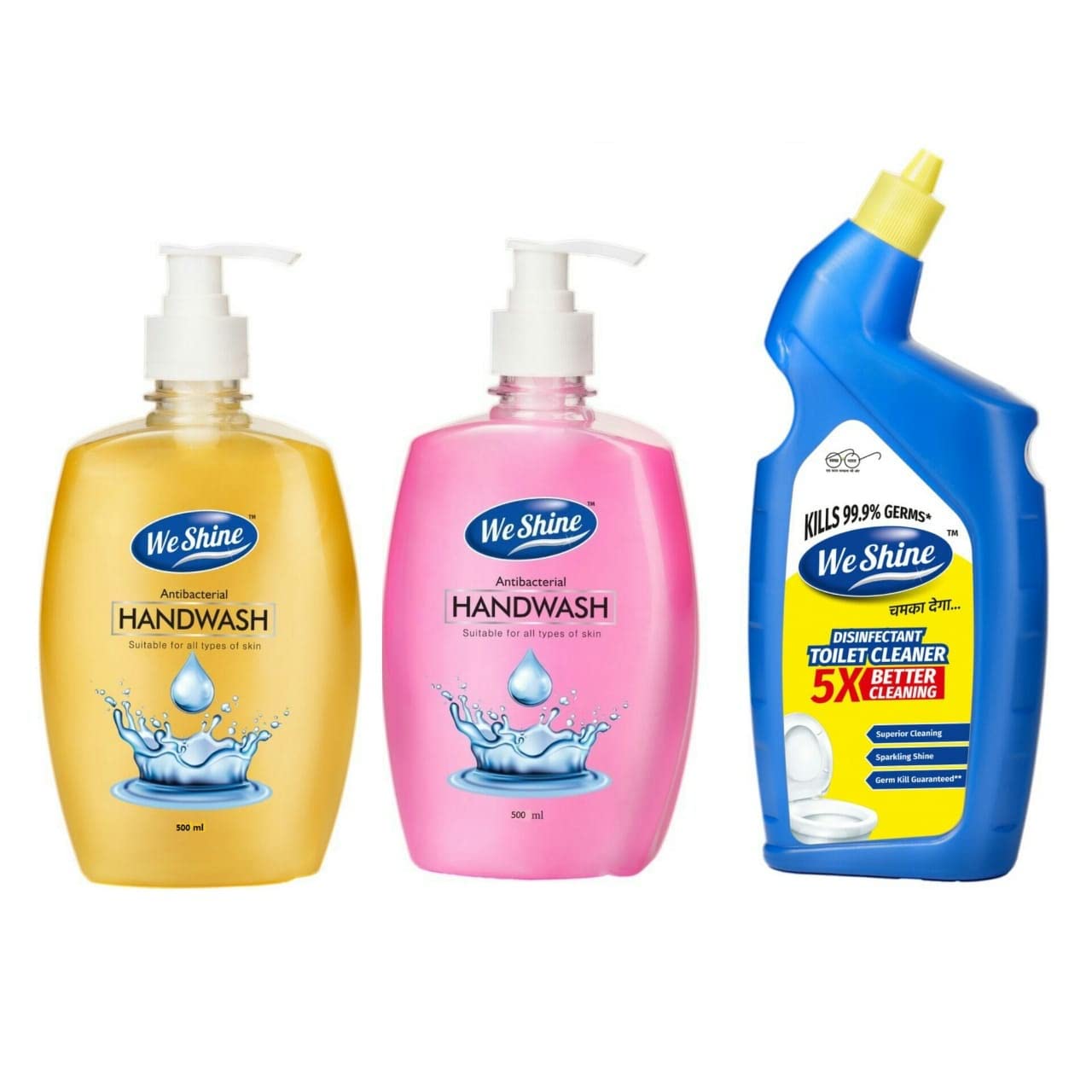 We Shine Combo Pack Handwash and Toilet Cleaner | Kills 99.99% Germs and bacteria with refreshing Fragnance -(250+250+500ML)