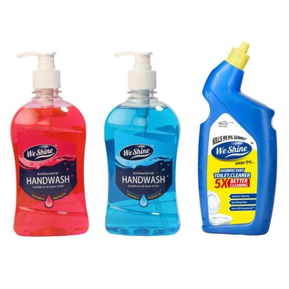 We Shine Combo Pack Handwash and Toilet Cleaner | Kills 99.99% Germs and bacteria with refreshing Fragnance -(250+250+500ML)