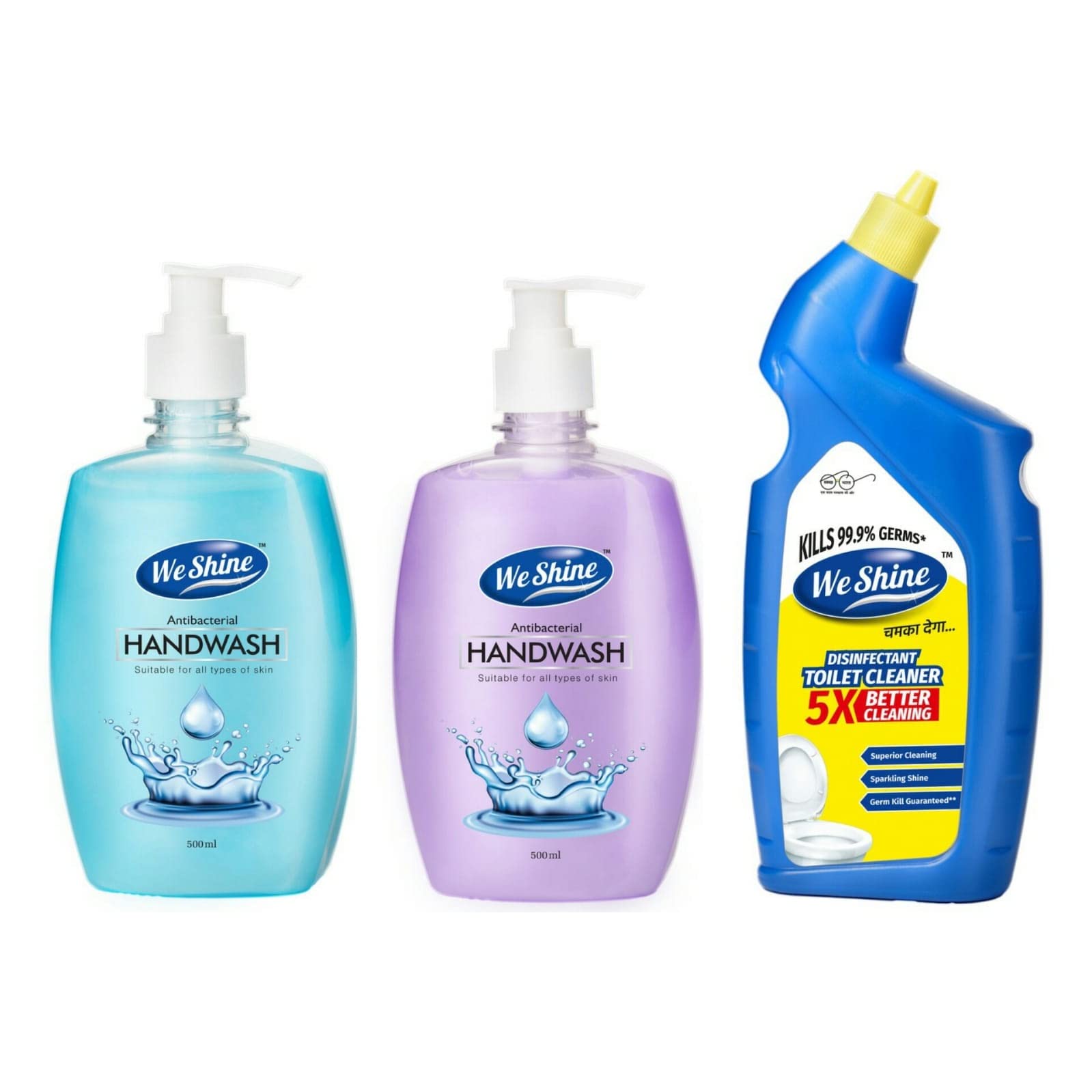 We Shine Combo Pack Handwash and Toilet Cleaner | Kills 99.99% Germs and bacteria with refreshing Fragnance -(250+250+500ML)