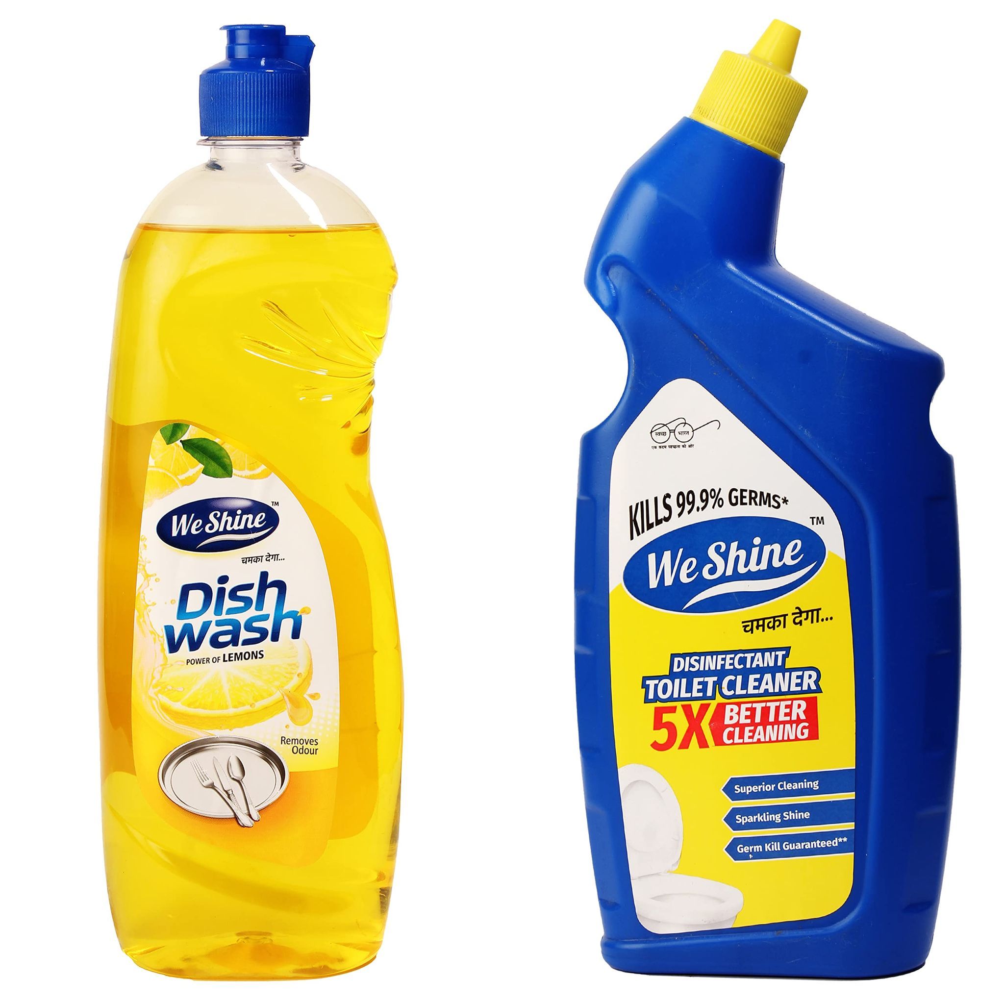 We Shine Combo Set Toilet Cleaner & Dish Washwash for home | Kills 99.99% Germs and bacteria with refreshing Fragnance (1L + 750ML)