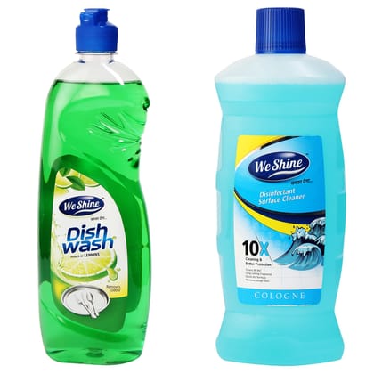 We Shine Combo Set Floor Cleaner & Dish Wash|Kills 99.99% Germs and bacteria with refreshing Fragnance -(750 ML Dishwash+1L Floor)