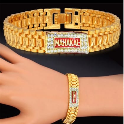 Brass Mahakal Golden Three Shades Bracelet 20 cm long for Boys & Men (Pack of 1)