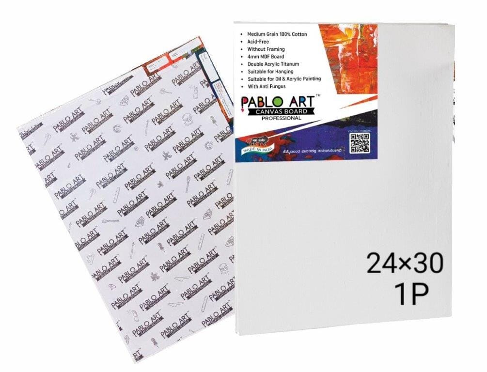 PABLO ART 24×30 CANVAS BOARD Cotton Medium Grain Board Canvas (Set of 3) (White)