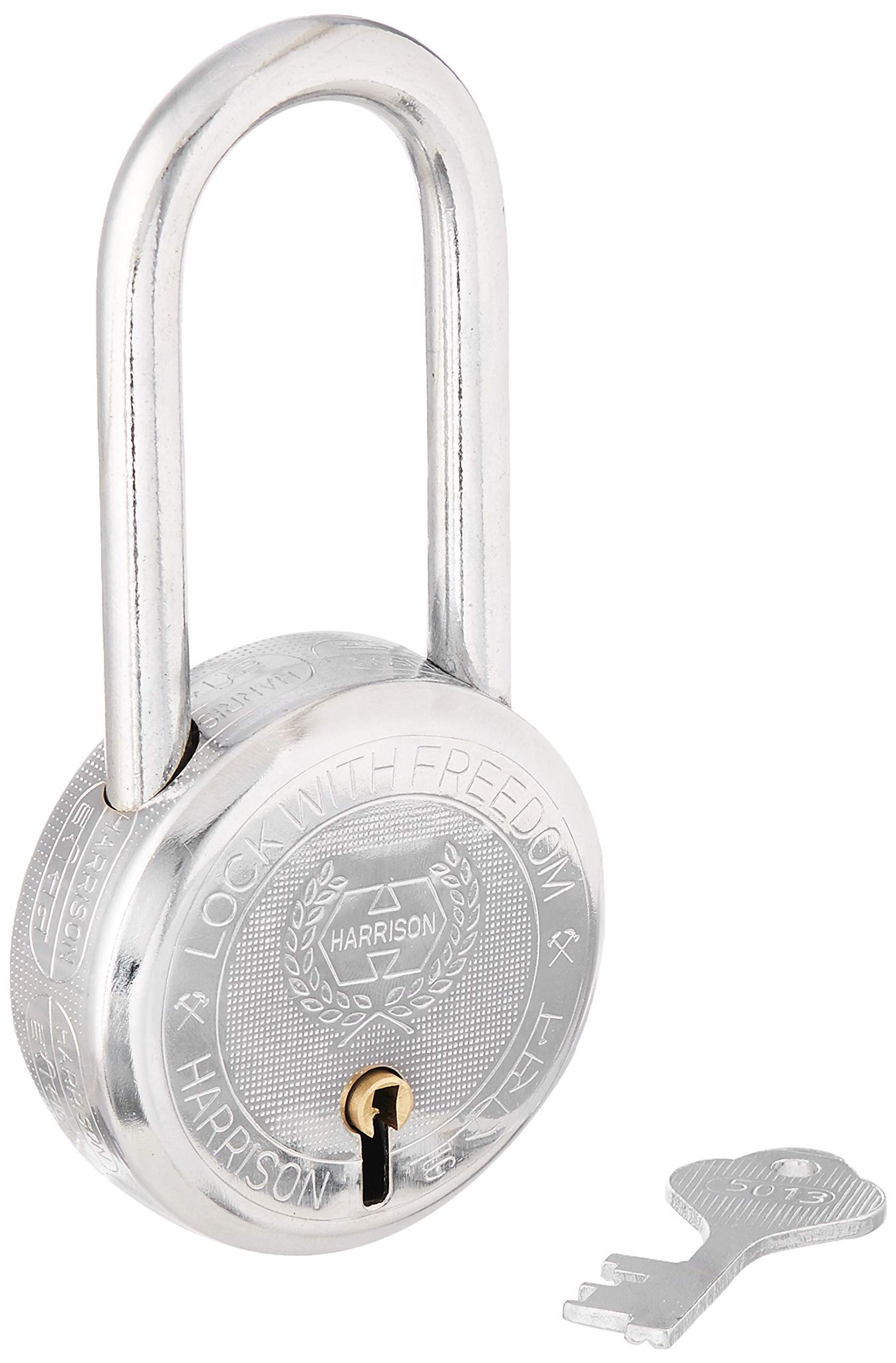 Harrison T-26 BCP L/S-0245 Steel 9 Levers Padlock with 3 Keys, Silver