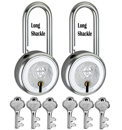 HARRISON 0663 J-Supreme Long Shackle 65MM with 3 Keys, Lock and Key, Locks (Pack of 4) Padlock  (Silver)