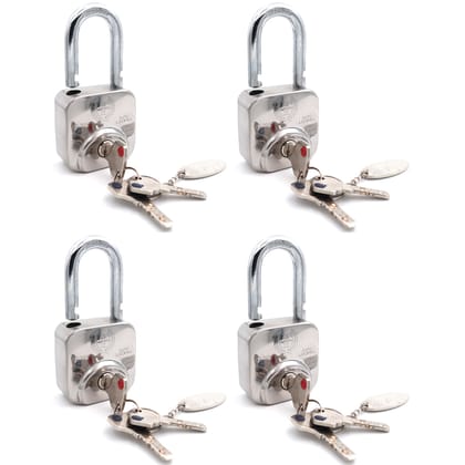 Harrison Padlocks/Square Padlock 60mm 12 Pin with 3 Computerised Keys CX-3000-0557 Pack of 4/ Mild Steel Material/Stainless Steel Finish/Door Lock, Shutter Lock, Godown Lock, gate Lock