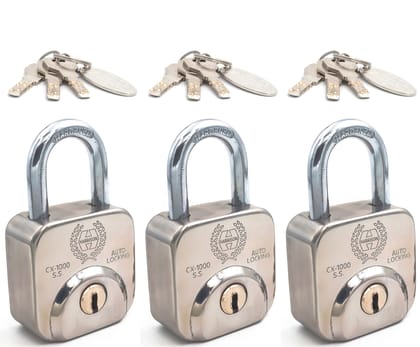 "HARRISON 3-Pack CX-1000 S.S. Auto-Locking Padlocks"