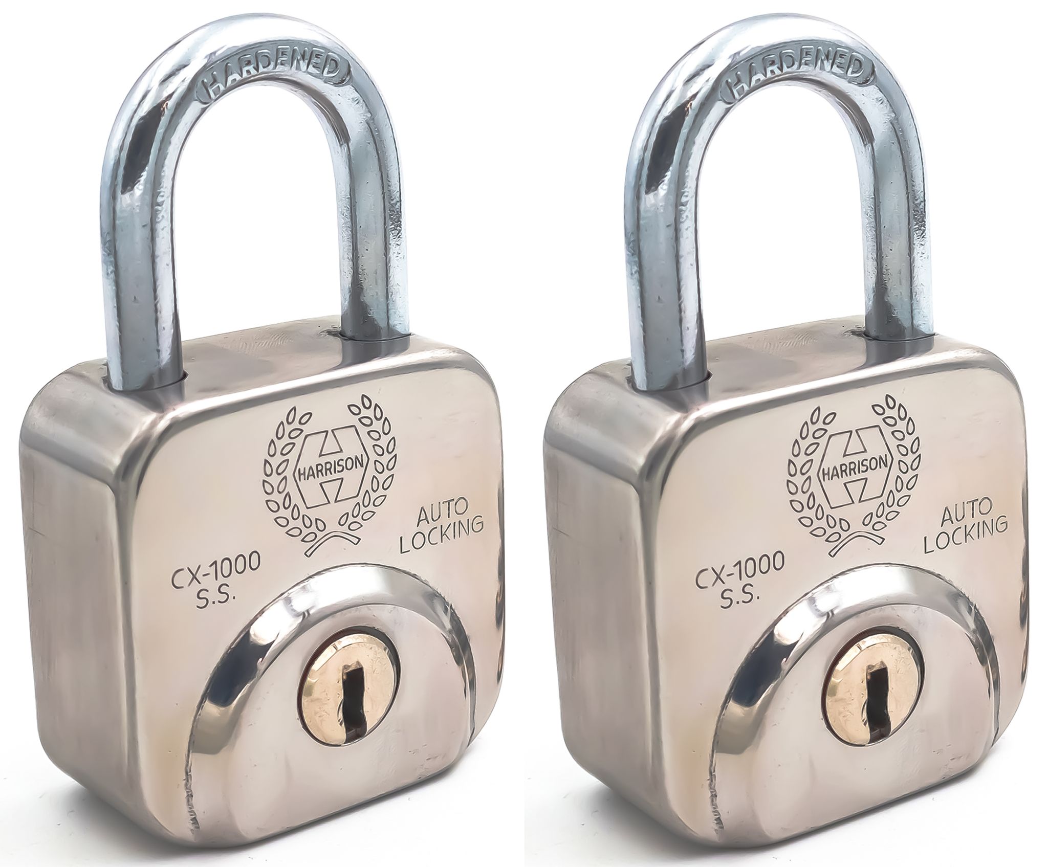 Harrison Padlocks/Square Padlock 52mm 12 Pin with 3 Computerised Keys CX-1000-0594 Pack of 2/ Mild Steel Material/Stainless Steel Finish/Door Lock, Shutter Lock, Godown Lock, gate Lock