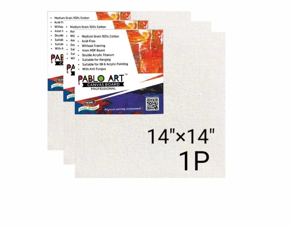 PABLO ART 14×14 CANVAS BOARD Cotton Medium Grain Board Canvas (Set of 1) (White)