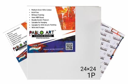 PABLO ART 24×24 CANVAS BOARD Cotton Medium Grain Board Canvas (Set of 1) (White)