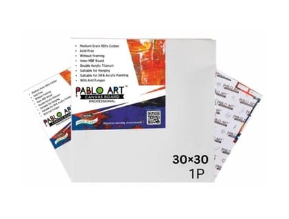 PABLO ART 30×30 CANVAS BOARD Cotton Medium Grain Board Canvas (Set of 1) (White)