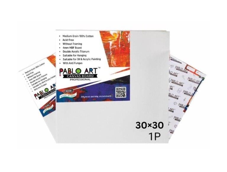 PABLO ART 30×30 CANVAS BOARD Cotton Medium Grain Board Canvas (Set of 1) (White)