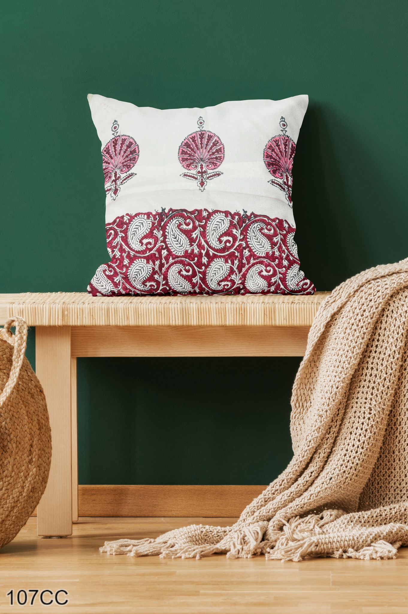 Peacock Handblock Printed Cushion Covers (Set of 5)