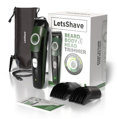 Letsshave Head Body & Beard Trimmer For Men - Full Body Hair Trimmer For Men, 90 Mins Run Time | Lithium-ion Battery, Cordless, Stainless Steel Blade, 38 Length Settings Fast Charging Trimmer Men