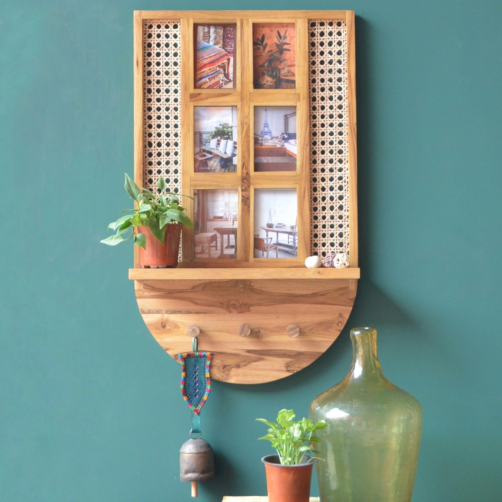 Window Teak Wood Wall Mounted Photo Frame