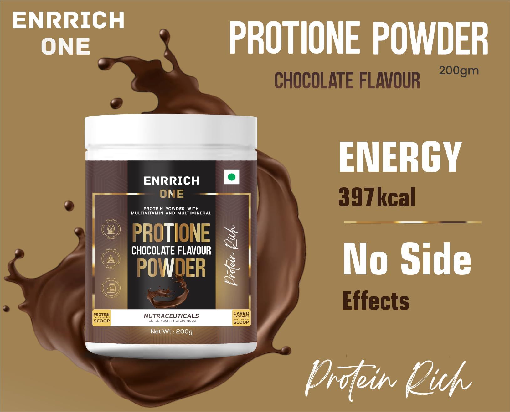 Enrrich One Protione Chocolate Powder pack of 200gm