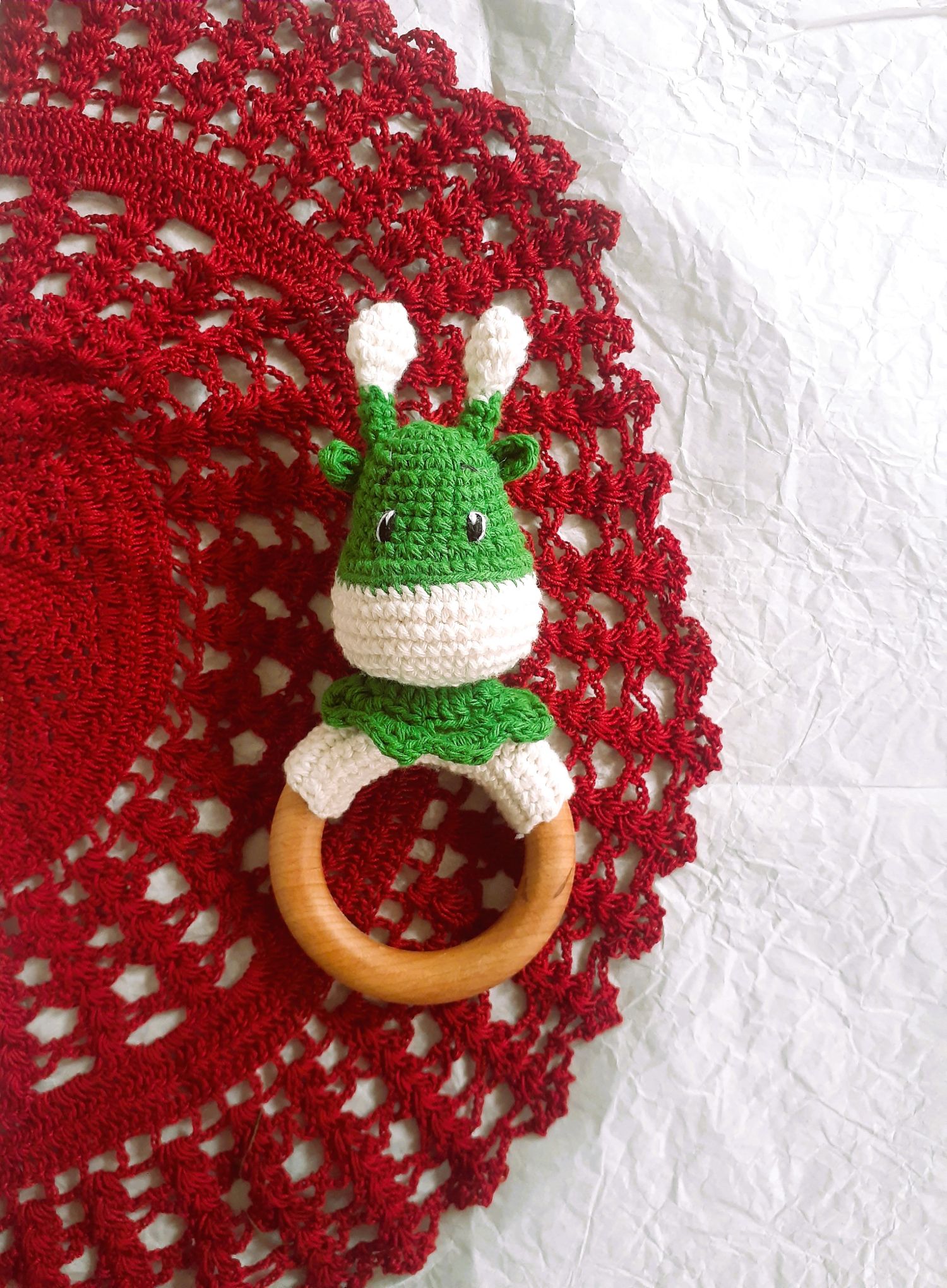 Plumtales "Grace - The Giraffe" Handmade Amigurumi Teether cum Rattle