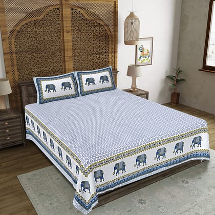 King Size Cotton Double Bedsheet (93x108 inches) with 2 Pillow Covers-(DGDB-HB)