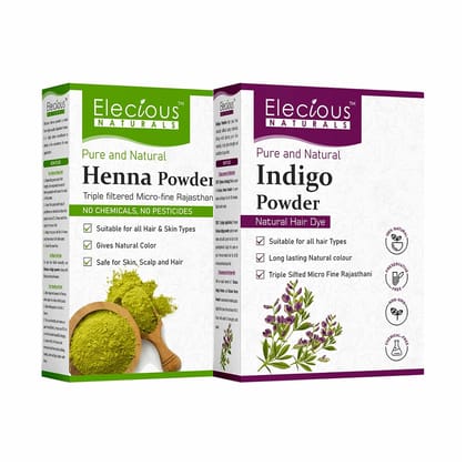 Elecious Naturals Indigo and Henna powder (200 grams each)