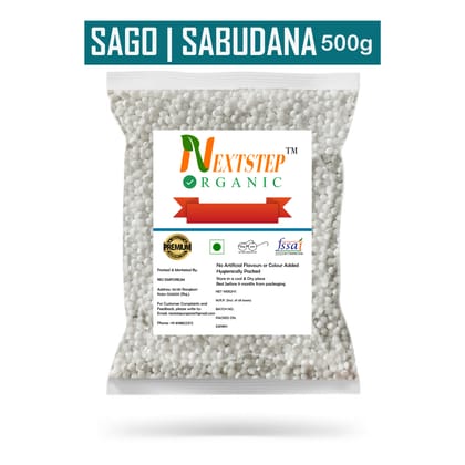 Nextstep Organic Premium Quality Sabudana 500g | Saksak | Rabia | Sagu Sago