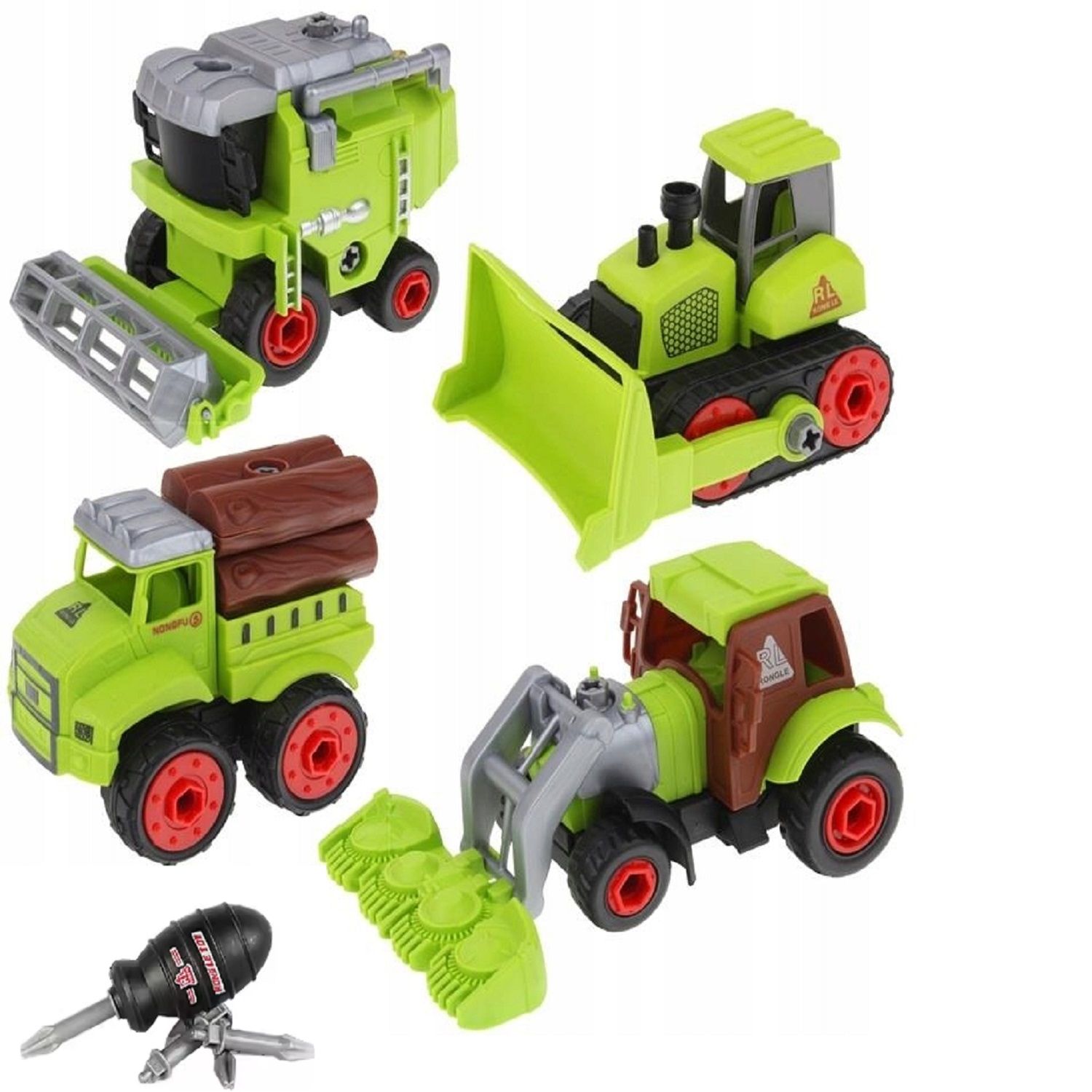 KTRS Enterprise 4Pcs Building Blocks Farmer Truck 2 in 1 Multifunction DIY Assembly Toy