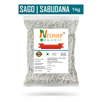 NEXTSTEP ORGANIC Premium Quality Sabudana 1kg | Saksak | Rabia | Sagu Sago 1000g