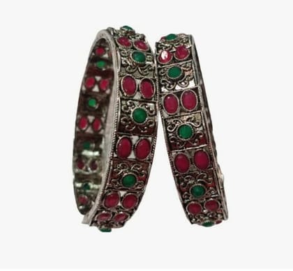 KAMAAKSHI Multicolor Oxidized Silver Traditional Design Bangles for Women for All Traditional Occasions