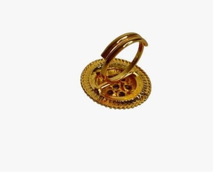 Kamaakshi Gold Gold Plated Adjustable Size Traditional Design Ring for Women to wear in all special occasions like party, wedding, Metal, Diamond
