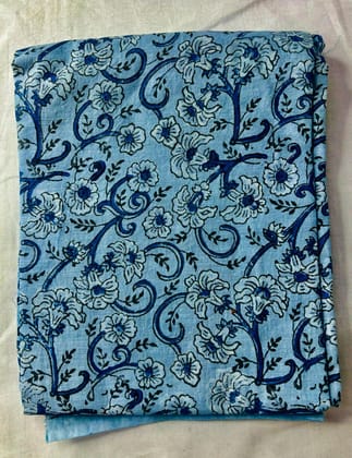 Blue Paisley Design Handblock Printed Salwar Suit Fabric