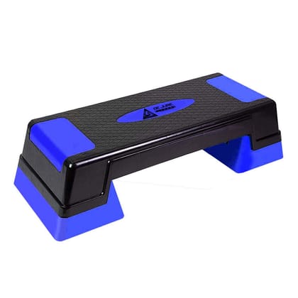 De Jure Fitness Polypropylene Adjustable Home Gym Exercise Fitness Stepper Aerobics Stepper 75cm (Blue and Black)