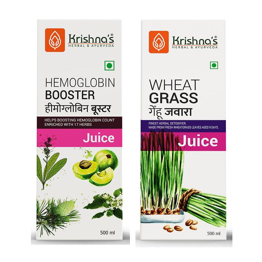 Natural Blood Care Combo- Hemoglobin Booster Juice 500 ml | Wheatgrass Juice 500 ml