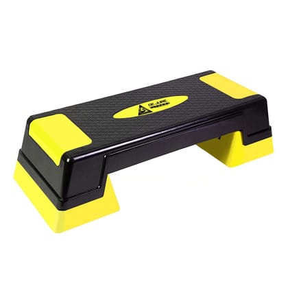 De Jure Fitness Polypropylene Adjustable Home Gym Exercise Fitness Stepper Aerobics Stepper 75cm (Yellow and Black)
