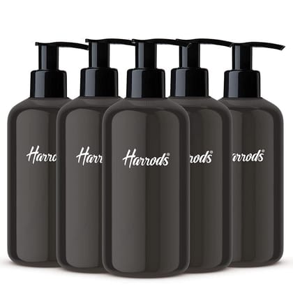 HARRODS Empty Plastic Pump Bottle, Bottle For oil, Liquid, Fogging, Room Spray, Rangoli and Hand wash 300ml (6Pcs)