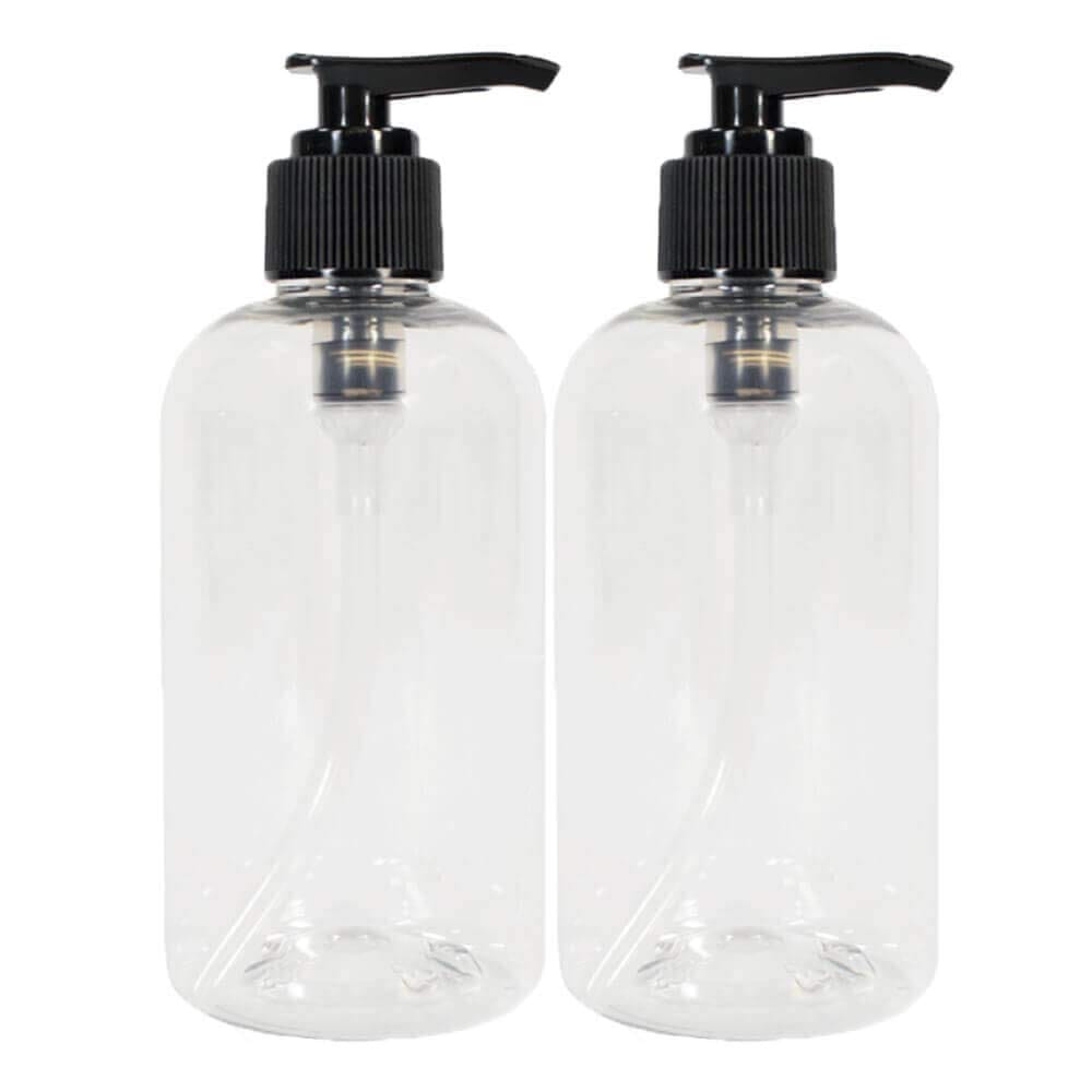 LUVS Empty Transparent Plastic Pump Bottles, Soap Dispenser, Durable Refillable Containers for Liquid Soap, Shampoo, oils- 300ml Pack of 2