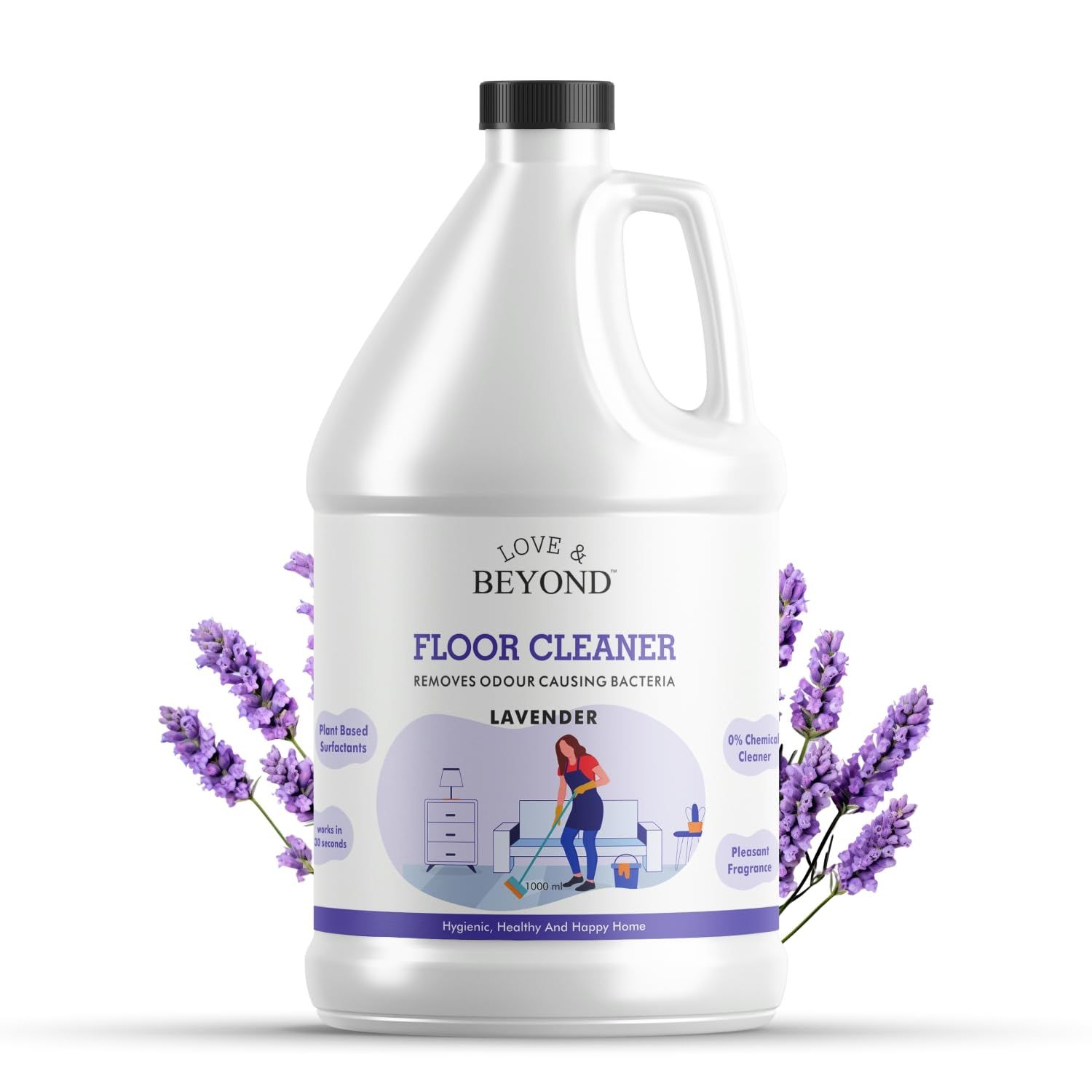 Love & Beyond Lavender Floor Cleaner - Chemical Free, Child Safe Floor Cleaner - 1L