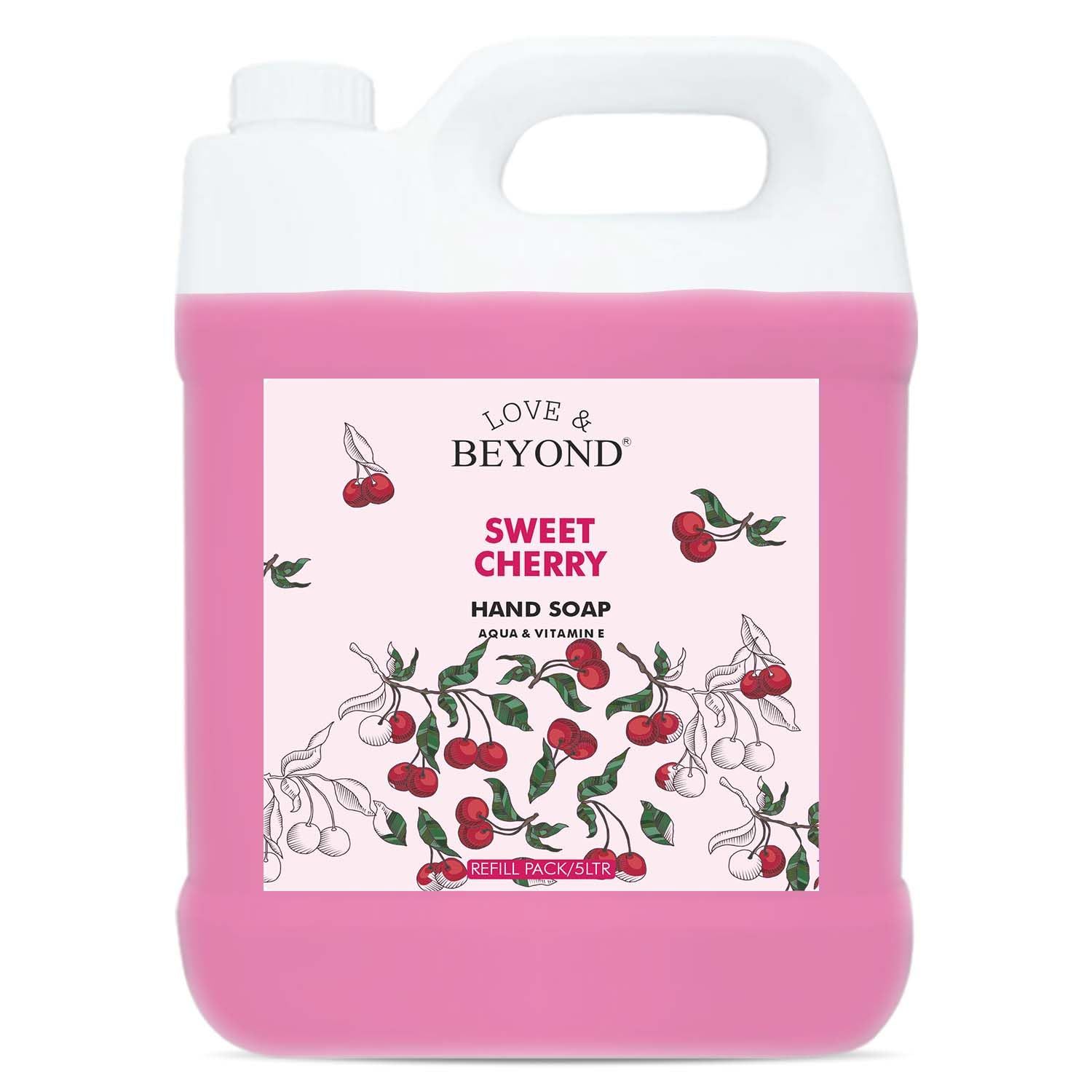 Love & Beyond Liquid Soap Handwash Refill Can - Sweet Cherry Hand Wash - 5L | pH Balanced | Germ Protection | Enriched with Moisturizers For Soft & Gentle Hands