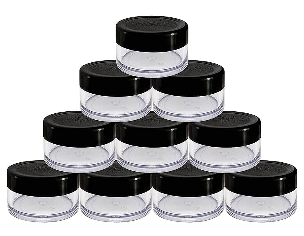 HARRODS Empty Acrylic San Jar Transparent Cosmetic Container with Leakproof inner lids for Lip Balms, Lip Scrubs, Body Butters, Eyeshadow, Makeup & DIY cosmetics beauty products - 15gm (Pack of 10)