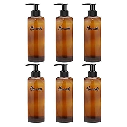 HARRODS Empty Bottle Amber Oval Pump Bottle Portable Shampoo, Lotion Pump Bottle Dispenser Durable Pump Bottle 250ml (6 Pcs)