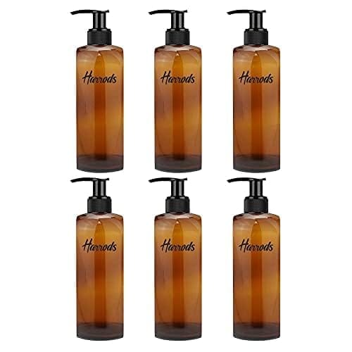 HARRODS Empty Bottle Amber Oval Pump Bottle Portable Shampoo, Lotion Pump Bottle Dispenser Durable Pump Bottle 250ml (6 Pcs)