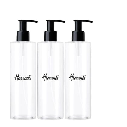 Harrods 3 Pieces Transparent Empty Shampoo Pump Bottles Refillable Dispenser Container Liquid Soap Dispenser Pump Lotion Bottle Plastic Cylinder with Pumps - 200ml Each