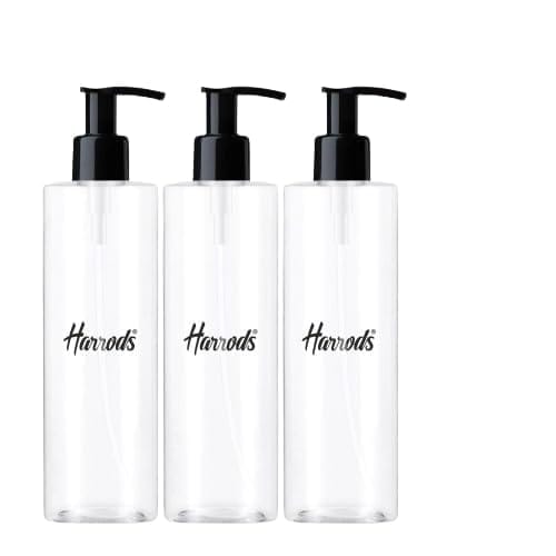 Harrods 3 Pieces Transparent Empty Shampoo Pump Bottles Refillable Dispenser Container Liquid Soap Dispenser Pump Lotion Bottle Plastic Cylinder with Pumps - 200ml Each