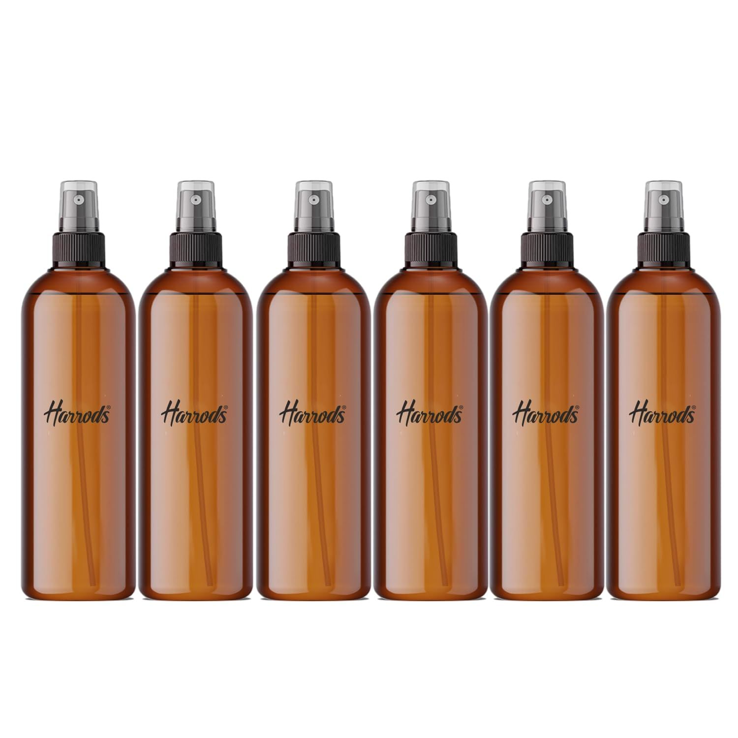 HARRODS Plastic Amber Empty Small Spray Bottle, Mist Spray Bottle | Empty Spray Bottle | Spray Bottles | Liquid | Travel | Fogging | Sanitizer Spray Bottles | Room Spray | 200ml Pack of 6