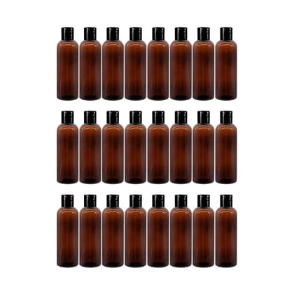 HARRODS Empty Plastic Bottle, Amber Brown Plastic Squeeze Bottles with Flip Cap, Plastic Containers For Shampoo, Lotions, Liquid Body Soap, Creams 100ml Pack of 24