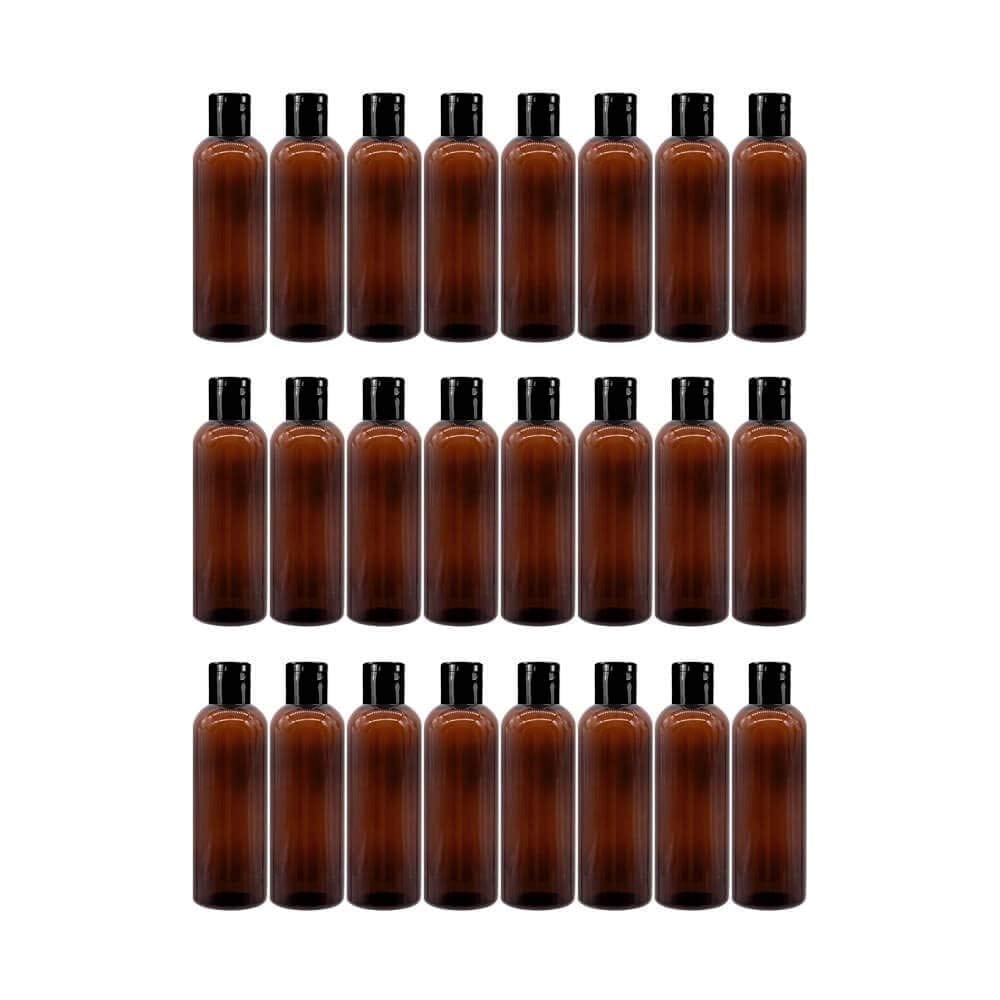 HARRODS Empty Plastic Bottle, Amber Brown Plastic Squeeze Bottles with Flip Cap, Plastic Containers For Shampoo, Lotions, Liquid Body Soap, Creams 100ml Pack of 24