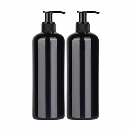 Harrods Black Empty Shampoo Pump Bottles Refillable Dispenser Container Liquid Soap Dispenser Pump Lotion Bottle Plastic Cylinder with Pumps - 500ml Each Pack of 2