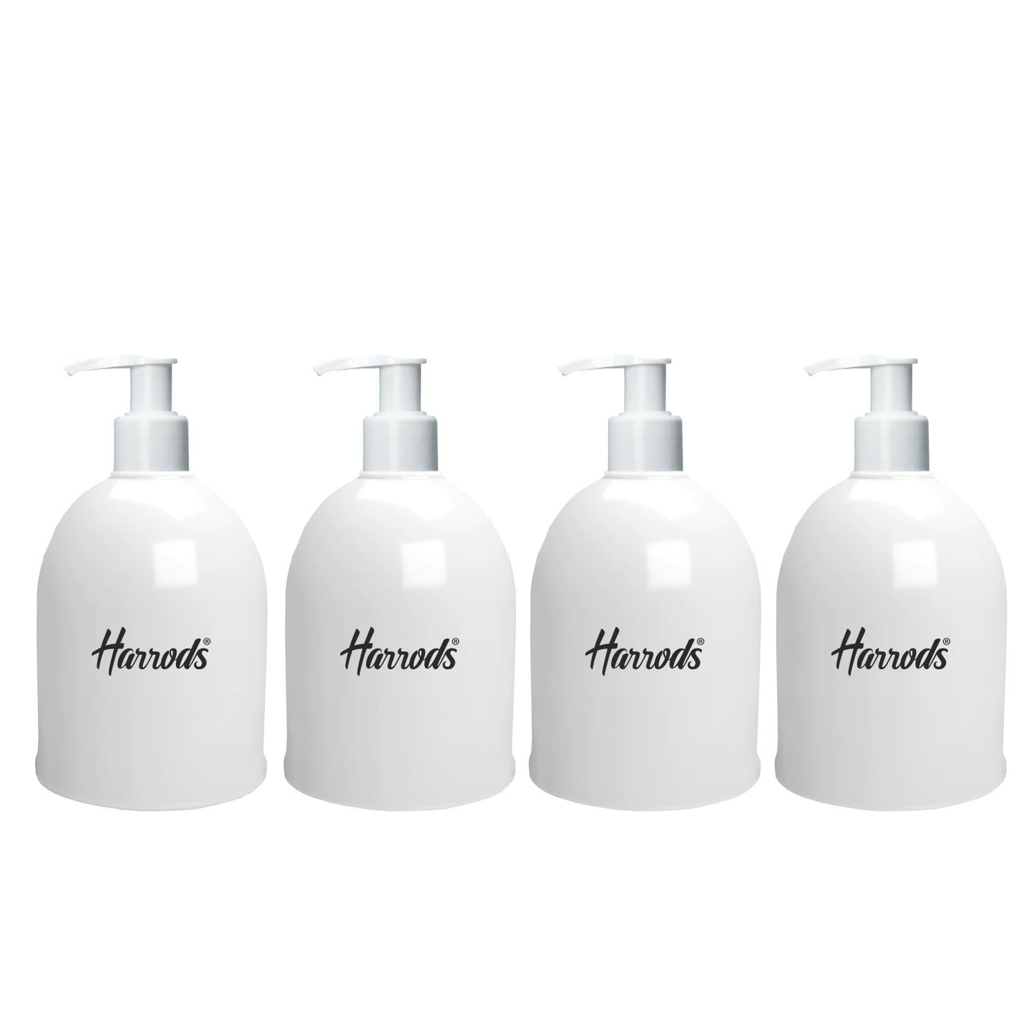 HARRODS Empty Plastic Bottle for Sanitizer, Handwash, Lotion, Oil, Liquid, Dispenser - 300ml Each (White Pack of 4)