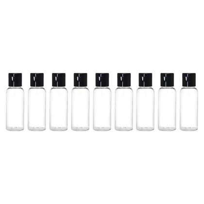 HARRODS 30ml Empty Clear Plastic Bottles Refillable Travel Size Cosmetic Containers Small Leak Proof Squeeze Bottles with Black Flip Cap for Toiletries, Shampoos, Lotions, Creams (Pack of 24)