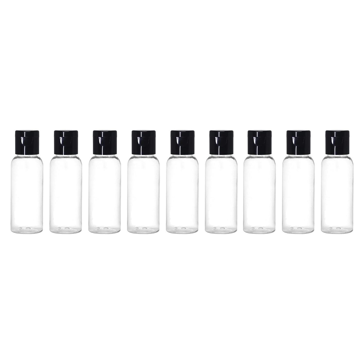 HARRODS 30ml Empty Clear Plastic Bottles Refillable Travel Size Cosmetic Containers Small Leak Proof Squeeze Bottles with Black Flip Cap for Toiletries, Shampoos, Lotions, Creams (Pack of 24)