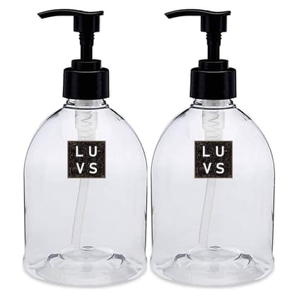 LUVS Empty Plastic Bottle for Sanitizer, Handwash, Lotion, Oil, Liquid, Dispenser - (Set of 2) 300ml Each